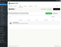 Page screenshot: Jetpack CRM  → Quotes