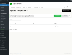 Page screenshot: Jetpack CRM  → Quote Templates