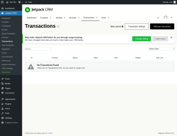 Page screenshot: Jetpack CRM  → Transactions