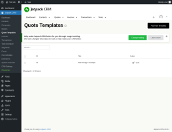 Page screenshot: Jetpack CRM  → Quote Templates