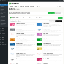 Page screenshot: Jetpack CRM  &rarr; Extensions
