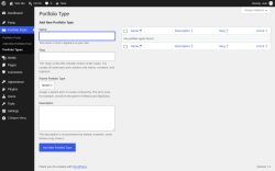 Page screenshot: Portfolio Posts &rarr; Portfolio Types