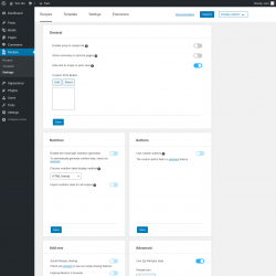Page screenshot: Recipes → Settings