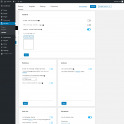 Page screenshot: Recipes → Settings