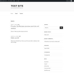 Page screenshot: Test site – Just another WordPress site