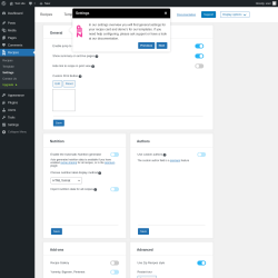 Page screenshot: Recipes → Settings