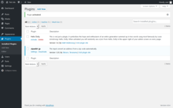 Page screenshot: Plugins ‹ Test site — WordPress